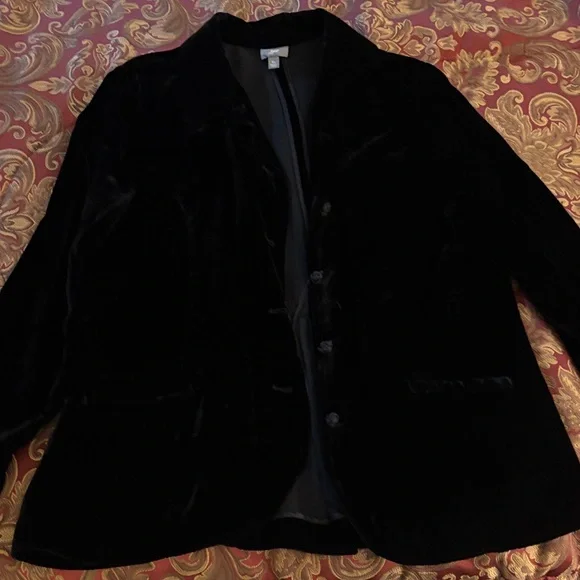 J. Jill Black Velvet Blazer - Picture 1 of 3